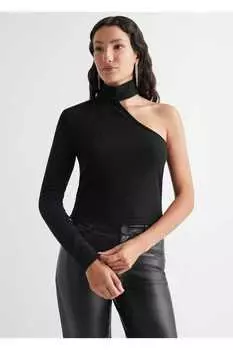 Асимметричные хлопковые шорты Mango, черный