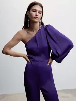 Асимметричный атласный комбинезон Mango