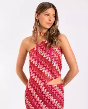 Асимметричный ажурный женский топ The-Are, красный