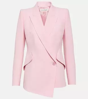 Асимметричный блейзер из крепа Alexander Mcqueen, розовый