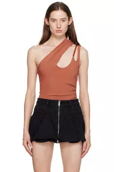 Асимметричный боди Mugler, цвет dark blush