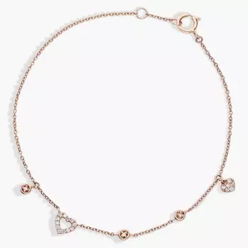 Асимметричный браслет в форме мини-бриллианта в форме сердца из розового золота 14 карат (1/10 карата) Blue Nile