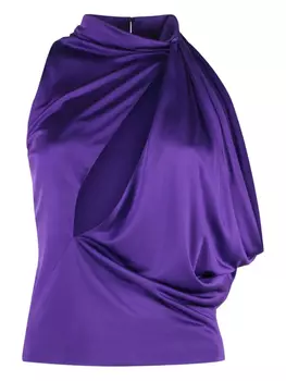 Асимметричный драпированный топ Versace, фиолетовый