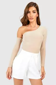 Асимметричный двухслойный топ джинс grazer с длинными рукавами Boohoo, серый