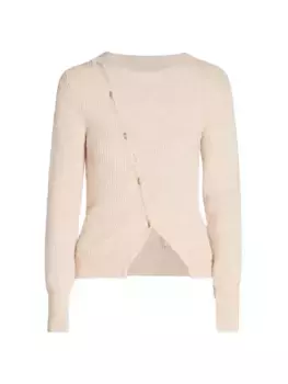 Асимметричный кардиган в рубчик Jacquemus, бежевый