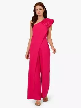 Асимметричный комбинезон с розеткой Adrianna Papell, цвет Geranium