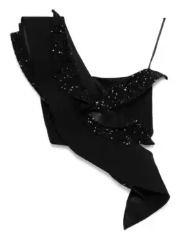 Асимметричный корсетный топ с оборкой и пайетками Maticevski, черный