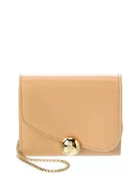 Асимметричный кожаный компактный кошелек Ferragamo с клапаном на цепочке Salvatore Ferragamo, коричневый