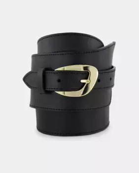 Асимметричный кожаный ремень с поясом Latouche, черный