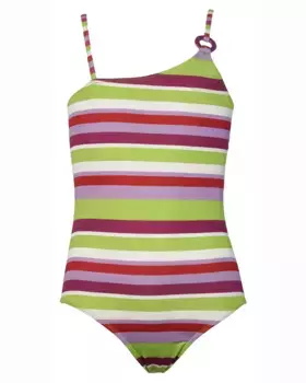 Асимметричный купальник для девочки Emi с полосатым принтом Red Point, мультиколор