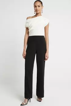 Асимметричный монокомбинезон River Island, черный