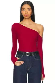 Асимметричный приталенный топ magdaleno с открытыми плечами и длинными рукавами Michael Lauren, бордовый