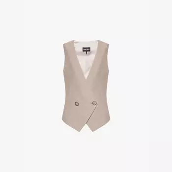 Асимметричный шелковый жилет с V-образным вырезом Giorgio Armani, серый