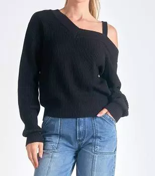 Асимметричный свитер черного цвета ELAN