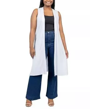 Асимметричный свитер-кардиган с открытым передом больших размеров 24seven Comfort Apparel, белый