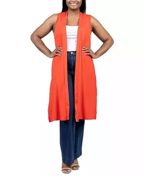 Асимметричный свитер-кардиган с открытым передом больших размеров 24seven Comfort Apparel, оранжевый