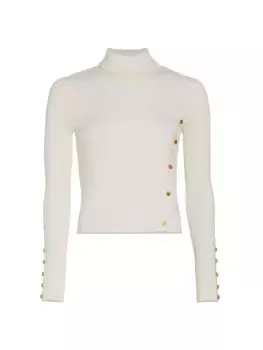 Асимметричный свитер на пуговицах из шелковой смеси Palm Angels, цвет off white