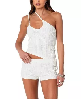 Асимметричный текстурированный вязаный топ Edikted Phoebe, белый