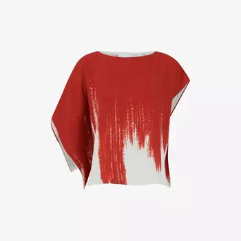 Асимметричный тканый топ с короткими рукавами и принтом Leem, оранжевый