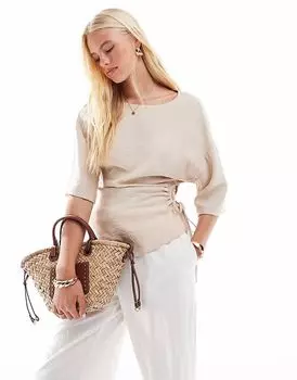 Асимметричный топ ASOS DESIGN с вырезанной боковой деталью в камне