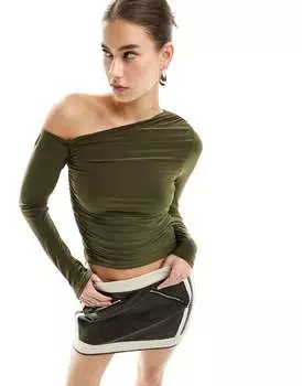 Асимметричный топ цвета хаки ASOS