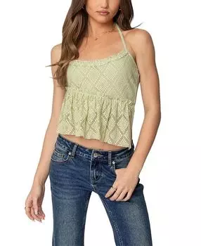 Асимметричный топ-халтер из прозрачного кружева Edikted, зеленый