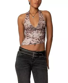 Асимметричный топ-халтер с сетчатыми вставками Edikted, мультиколор