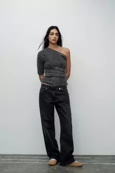 Асимметричный топ из альпаки ZARA, серый