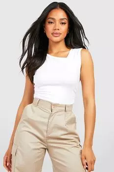 Асимметричный топ из хлопка со союшами Boohoo, белый