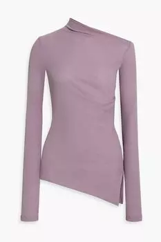 Асимметричный топ из хлопкового джерси в рубчик HELMUT LANG, сиреневый
