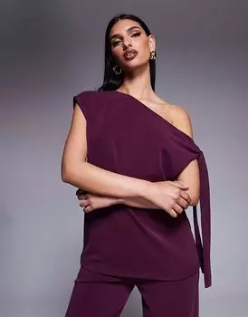 Асимметричный топ из купро ASOS DESIGN цвета винограда с завязкой