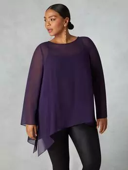Асимметричный топ из шифона Curve Live Unlimited, фиолетовый
