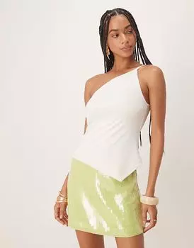 Асимметричный топ на одно плечо от Abercrombie & Fitch в кремово-белом цвете