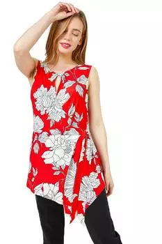 Асимметричный топ Petite с цветочным принтом Roman, красный
