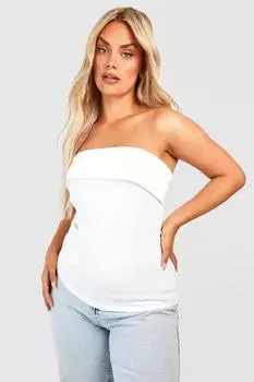 Асимметричный топ plus со сборками Boohoo, белый