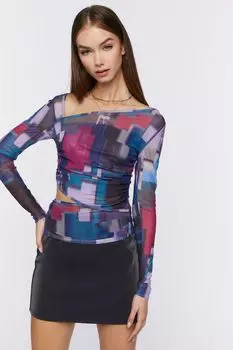 Асимметричный топ с абстрактным принтом Forever 21, фиолетовый