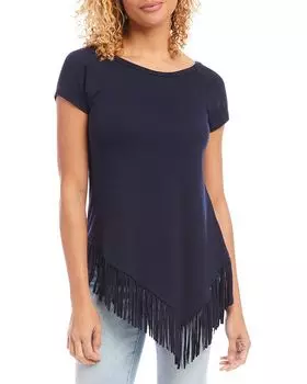 Асимметричный топ с бахромой Karen Kane