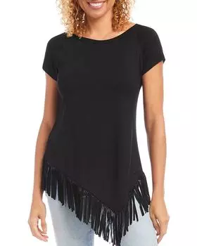 Асимметричный топ с бахромой Karen Kane