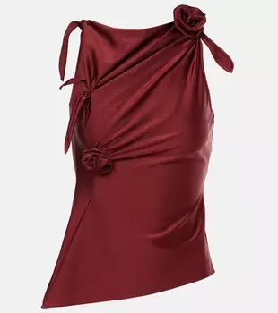 Асимметричный топ с цветочной аппликацией Coperni, Red Rhubarb