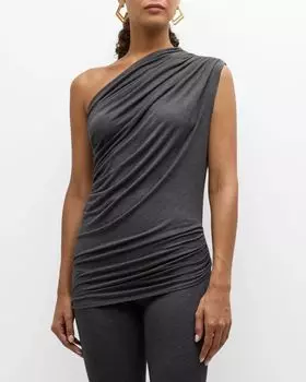 Асимметричный топ с драпировкой Lazy Diana Norma Kamali, цвет Dark Grey