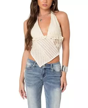 Асимметричный топ с лямкой на бретельках Edikted Quinta Lacey, слоновая кость/кремовый