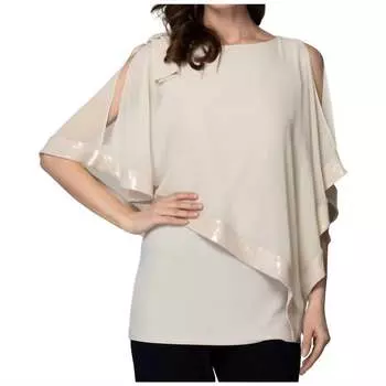 Асимметричный топ с накладным верхом цвета шампанского Joseph Ribkoff, цвет champagne