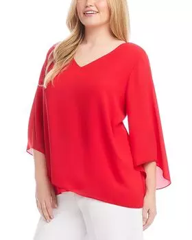 Асимметричный топ с рукавом-браслетом Karen Kane, красный
