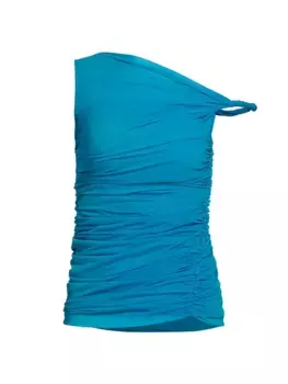 Асимметричный топ с заклепками и сборками Helmut Lang, синий