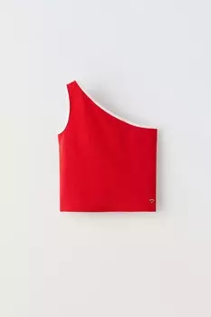 Асимметричный топ сердце ZARA, красный