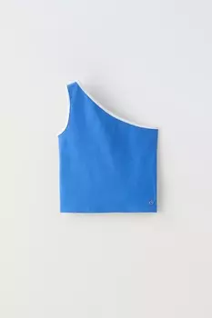 Асимметричный топ сердце ZARA, синий