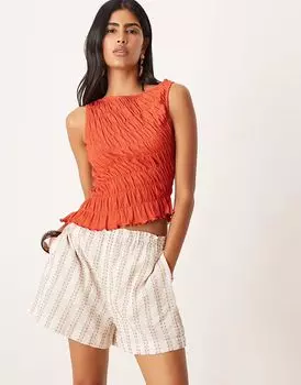 Асимметричный топ со сборками ASOS DESIGN красного цвета