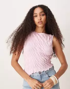 Асимметричный топ со сборками ASOS DESIGN нежно-розового цвета