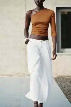 Асимметричный топ в рубчик ZARA, цвет Burnt orange