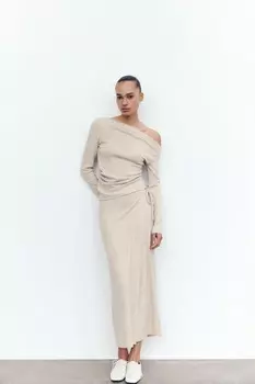 Асимметричный топ ZARA, бежевый